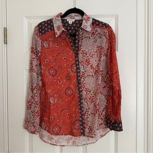 Sundance Floral Multi-Colored Shirt, 100% Cotton, Size Small